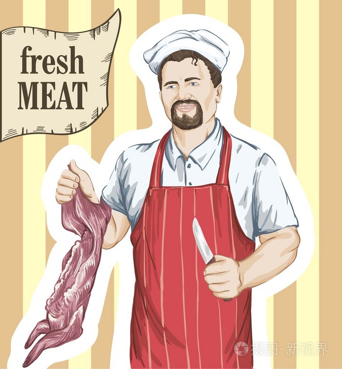 把切碎的兔子的屠夫