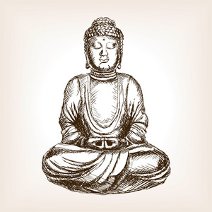 佛像手绘素描风格矢量照片