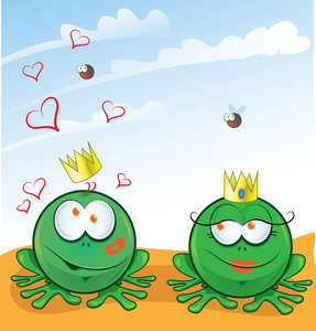 几只青蛙在爱情上背景图片
