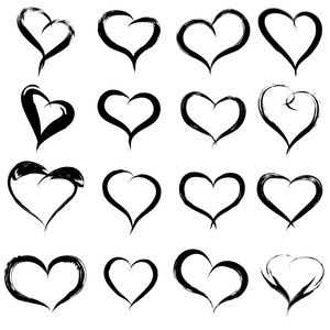概念或概念描绘黑色心形或爱情符号