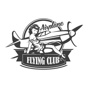 飞机俱乐部矢量图徽，矢量图
