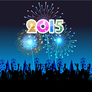 2015新年快乐，烟花背景