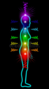 七个脉轮的女性轮廓