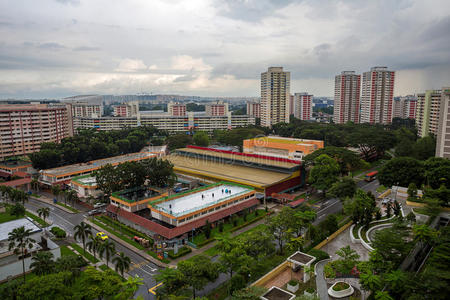 新加坡公共住宅区鸟瞰图
