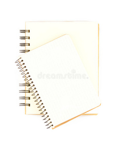 白色背景上隔离的开放的老式素描本或笔记本