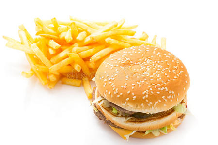 汉堡炸薯条图片