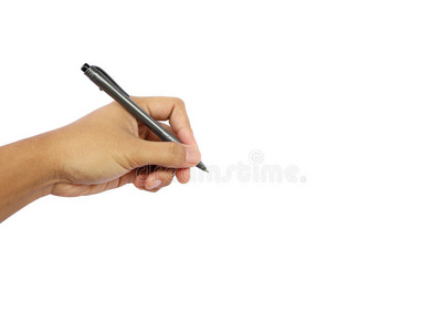 一个人的手拿着一支笔准备写作