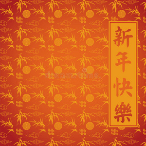 中国红竹图案新年背景