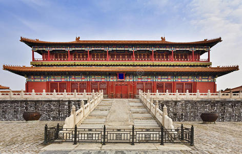 中国紫禁城寺庙前围栏