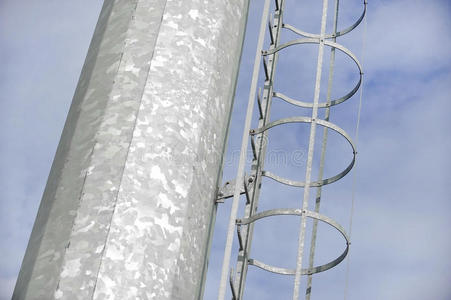 行业 特写镜头 新的 金属 天空 高的 建设 梯子