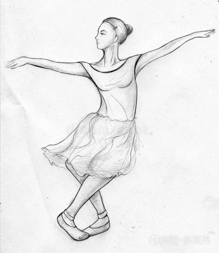 女芭蕾舞演员素描插画