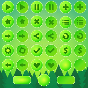 游戏UI按钮绿色矢量元素
