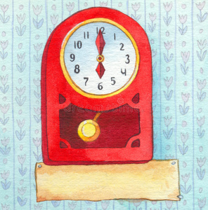 家具 插图 时钟 钟面 附件 卡通 可爱的 涂鸦 偶像 框架
