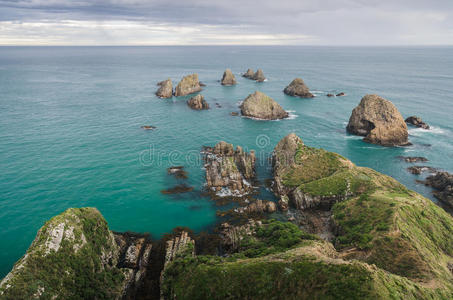 目的地 太平洋 美丽的 岩石 指向 海景 海岸 南方 海洋