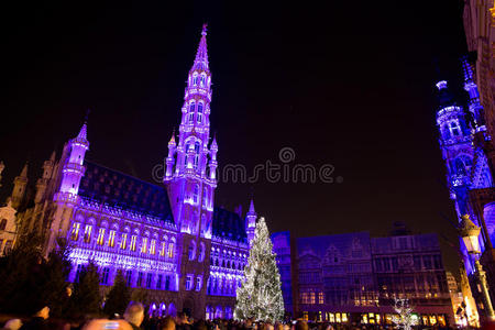 布鲁塞尔格兰德广场的圣诞树