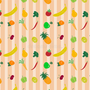 有水果和蔬菜的彩色图案