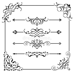 复古矢量框边框分隔角