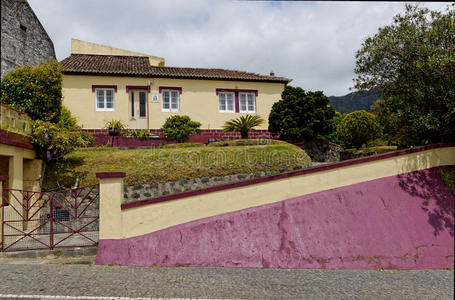欧洲 古董 建筑学 亚速尔群岛 建筑 房子 外观 自然 粉红色