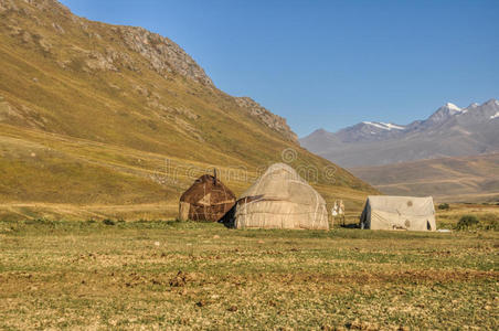 丘陵 古希腊语 住处 风景 草地 阿拉 自然 部落 吉尔吉斯斯坦