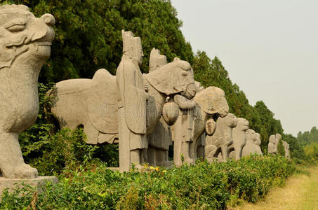 古代石像宋代墓葬，巩义，洛阳，中国