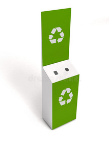 空绿色回收站电池回收的三维模型