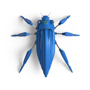 顶视图的人工，流线型，装饰艺术风格，甲虫昆虫机器人高分辨率渲染