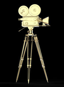 白色高质量渲染一个孤立的老式复古电影照相机三脚架接口