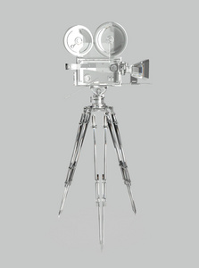 白色高质量渲染一个孤立的老式复古电影照相机三脚架接口