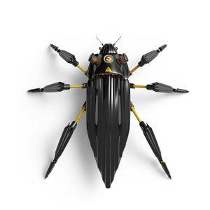 顶视图的人工，流线型，装饰艺术风格，甲虫昆虫机器人高分辨率渲染