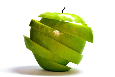 绿色的苹果。白色背景