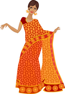 在传统的印度服装的女人