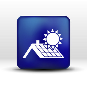 太阳能电池板屋顶图标矢量按钮标志符号的概念