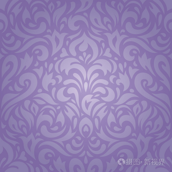紫罗兰色复古花纹壁纸设计