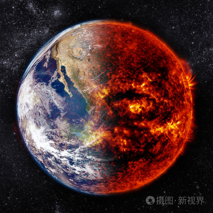 地球在空间和一部分燃烧