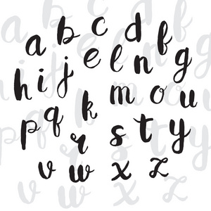 水彩手绘制的字母表。书法刻字集