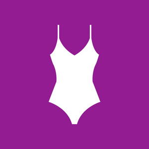 妇女的白色泳衣固体图标上紫色背景