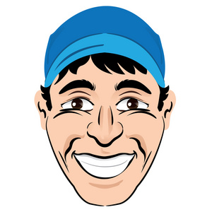 面相学插画人头部和面部的快乐微笑的男性人物.