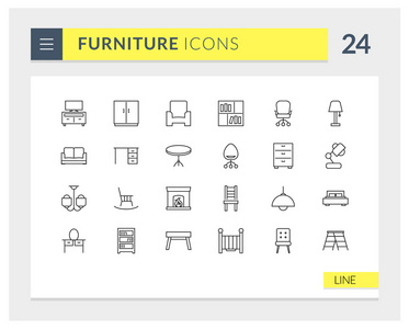 高档家具线矢量图标集图片
