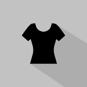 妇女的单色 t 恤图标在灰色的背景上