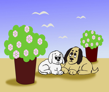 漫画卡通花盆图片