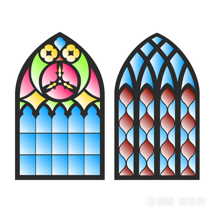 教堂的彩绘玻璃插画-正版商用图片1mdthm-摄图新视界