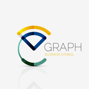 抽象的 logo 想法 线性图表或图形业务图标。创意矢量标识设计模板