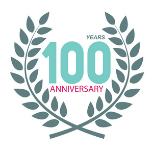 月桂花环矢量 Illustrati 模板 Logo 100 周年