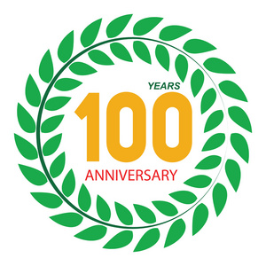 月桂花环矢量 Illustrati 模板 Logo 100 周年