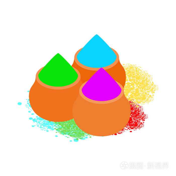 多彩的露露粉末图标,等距 3d 风格