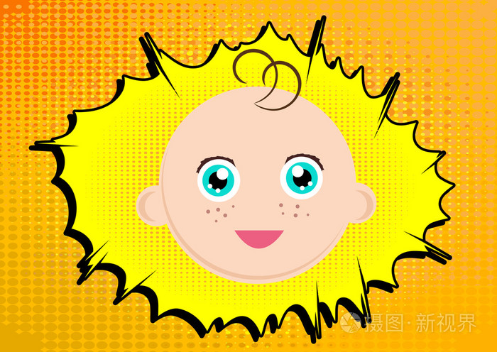 矢量插图卡通娃娃脸