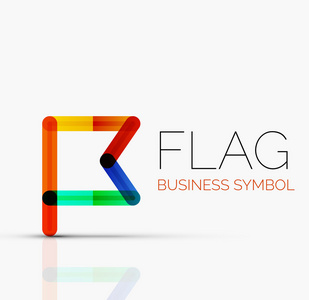 标识旗，抽象的线性业务图标