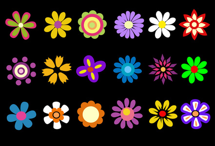 多彩春天的花朵矢量图