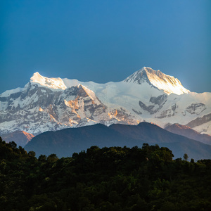 鼓舞人心的山区景观视图，喜马拉雅山