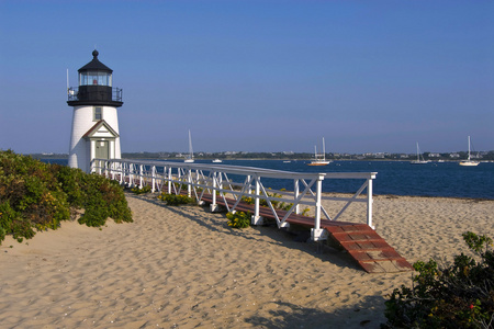 mass最著名的楠塔基特岛灯塔照片